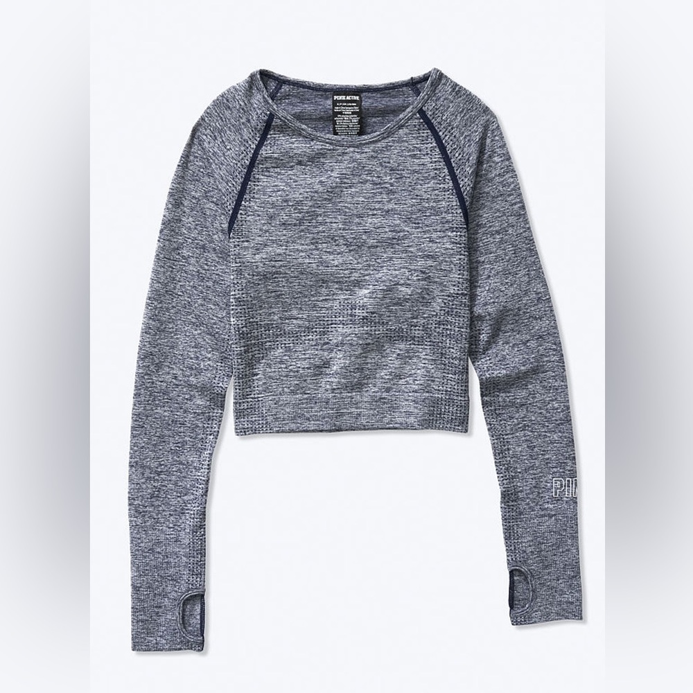 Pink Victoria's Secret Tops | Seamless Workout Long Sleeve Cropped | color: Gray
